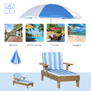 Lettino Prendisole per Bambini 90x59x53 cm con Ombrellone Azzurro e Bianco