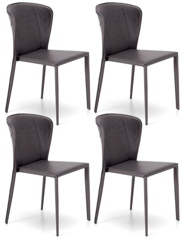 online Set 4 Sedie 49x56xH82 cm in Similcuoio Break Grigio Scuro