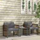 Set Tavolino e 2 Sedie da Giardino  in Acciaio e Rattan Grigio