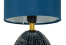 Lampada da Comodino Flavi Blu Ø15x30,5 cm in Ceramica e Ferro e Tessuto Blu      