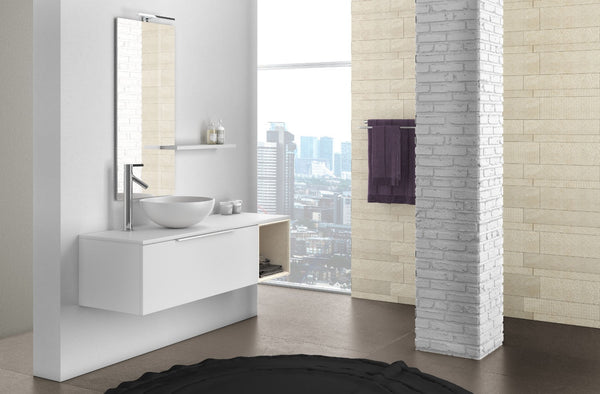 prezzo Mobile Bagno Sospeso 135 cm Lavabo Specchio Lampada a LED e Mensola TFT Mactan Destra Bianco Opaco