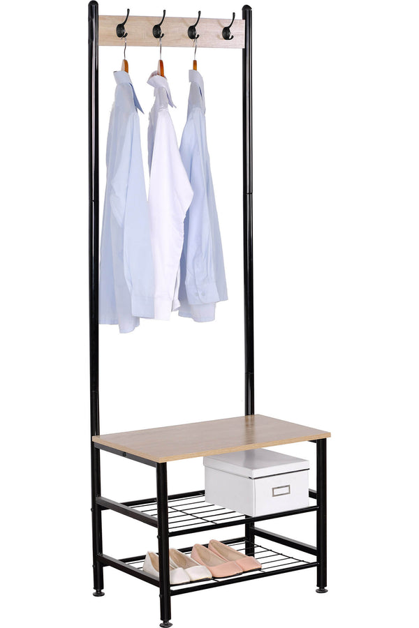 acquista Appendiabiti Panchina per Ingresso con Scarpiera 60x40x175 cm in Metallo e Truciolato Motti