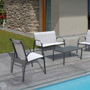 Set da Giardino Divano Poltrone e Tavolino in Acciaio Verniciato e Textilene