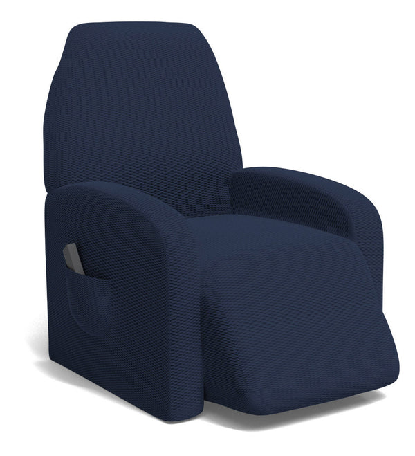 online Copripoltrona Reclinabile Elasticizzato Taglia Unica con Tasca Laterale Blu Scuro