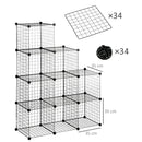 Libreria a 9 Cubi in Rete 35x35x35 cm con Pannelli in Acciaio e Polipropilene Nero