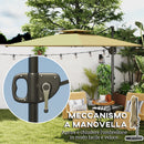 Ombrellone a Braccio 250x250 m con Base Riempibile Manovella e Testa Inclinabile in Metallo e Poliestere Cachi      