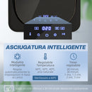 Asciugatrice ad Aria 48x40x56 cm Carico 4kg con Timer e Programma Smart in Acciaio Inox e ABS Nero      