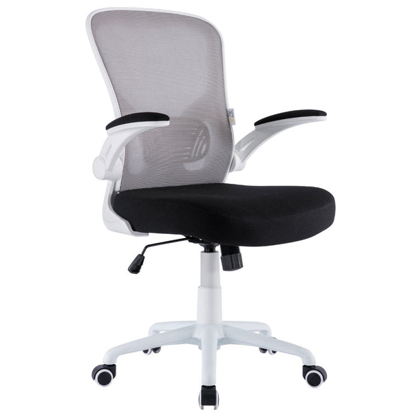 Sedia Operativa da Ufficio 62x63x105 cm Ergonomica con Braccioli Pieghevoli Bianco online