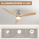 Ventilatore da Soffitto con Luce LED Bianca a 6 Velocità e Timer Ø132 x 43A cm in Metallo e Acrilico 