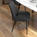 Set 4 Sedie Trapuntate a Diamante 49x60x89 cm Imbottite in Pelle PU Nero 