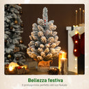 Albero di Natale Mini Innevato 60 cm con Pigne e Bacche Rosse per Interni      