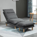 Poltrona Relax Reclinabile con Puof Poggiapiedi in Tessuto Grigio