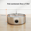 Fontanella per Gatti 30,5x31,2x19,3 cm Capacità 7L con Luce LED e Tripla Filtrazione in Acciaio Inox 304 Argento 