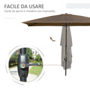 Ombrellone da Giardino Rettangolare 3x2 m con Apertura a Manovella e Inclinabile Caffè