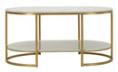 Tavolo da Caffè Izmir 90x60x45 cm in Ferro e Marmo Oro e Bianco      