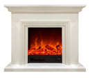 Camino Elettrico da Pavimento 80x100x33 cm Effetto Fiamma 1500W David Bianco