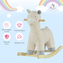 Cavallo a Dondolo per Bambini in Legno e Peluche Alpaca Crema