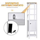 Mobile Alto da Bagno 1 Anta 4 Ripiani 40x35x164 cm in Truciolare  Bianco