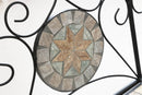 Panca da Giardino 123x53x91 cm in Ferro Battuto con Mosaico Soriani Cipro