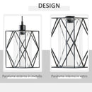 Lampadario Stile Geometrico 16x16x120 cm E27 in Metallo Nero