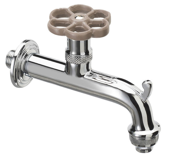 acquista Rubinetto per Fontana da Giardino in Ottone Cromato con Ghiera in Tinta Belfer RUB/018 Tortora