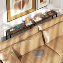 Tavolo Consolle in Stile Industriale 160x20x80 cm con Stazione di Ricarica in Legno e Acciaio Marrone  