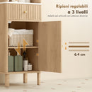Mobile a Colonna Bagno 41,5x30x168 cm con  Ripiano Effetto Marmo e Ante Decorate in MDF Rovere      