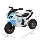 Moto a Spinta per Bambini 18-36 Mesi Cavalcabile a 3 Ruote con Musica e Fari Azzurro 