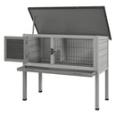 Conigliera Rialzata da Esterni con Tetto Apribile e Vassoio Estraibile 84x43x70 cm in Legno Grigio