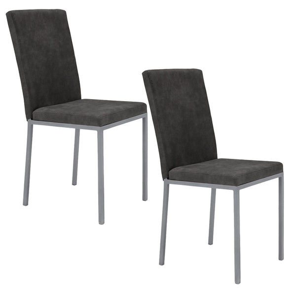 online Set 2 sedie Imbottite 42x54x93 cm in Tessuto Ranger Licya Moka Bufalo / Gambe Silver