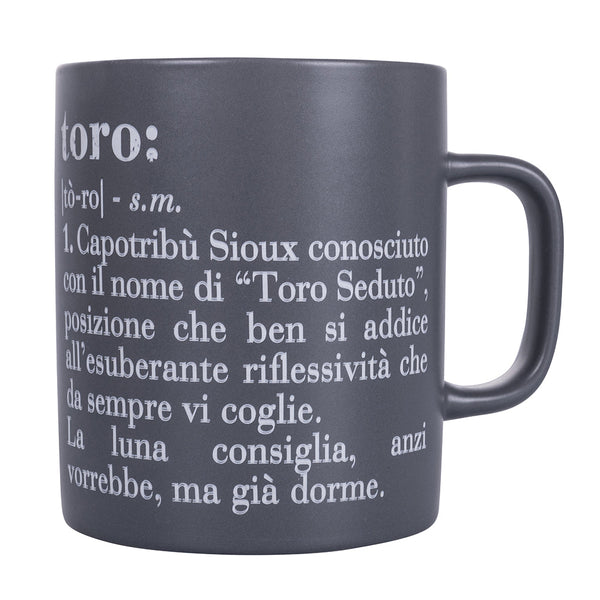 online Tazza Zodiaco "toro" Ø8x10 cm in Bone China VdE Tivoli 1996 Grigio Scuro