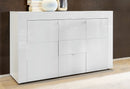 Credenza Mobile da Salotto 2 Porte 3 Cassetti 138x42x84cm TFT  Build Bianco Lucido