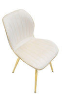 Set 2 Sedie Paris Space Crema e Oro 46x58x77 cm in Legno e Ferro 
