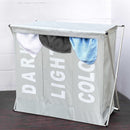 Cesto Portabiancheria 63x61x32 cm 3 Scomparti in Alluminio Grigio Chiaro