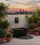 Fontana a Parete da Giardino con Rubinetto e Vasca Belfer 42/PRQ Antracite