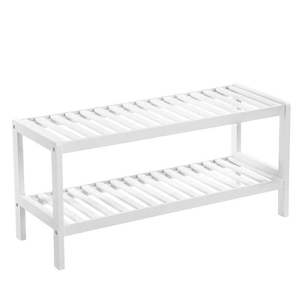 online Scarpiera Multiuso 33x70x26 cm 2 Ripiani in Bambù Bianco