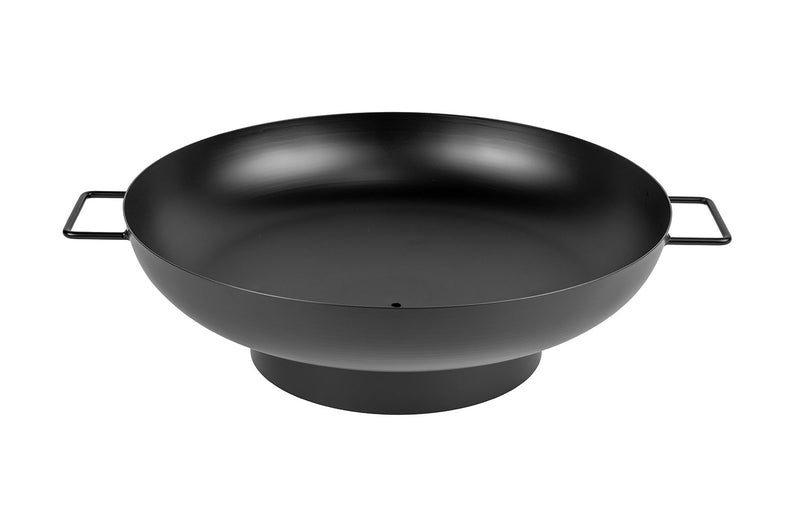 Braciere a Legna Ø75x17 cm Elegante con Manici in Acciaio Nero Alta Temperatura 