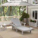 Sdraio da Giardino Regolabile 79x158x88 cm con Tavolino e Braccioli in Polipropilene Grigio Chiaro      