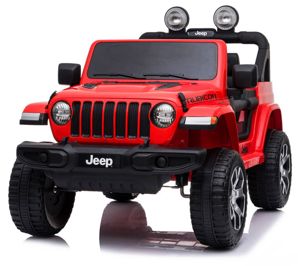 acquista Macchina Elettrica per Bambini 12V 2 Posti con Licenza Jeep Wrangler Rubicon Rossa