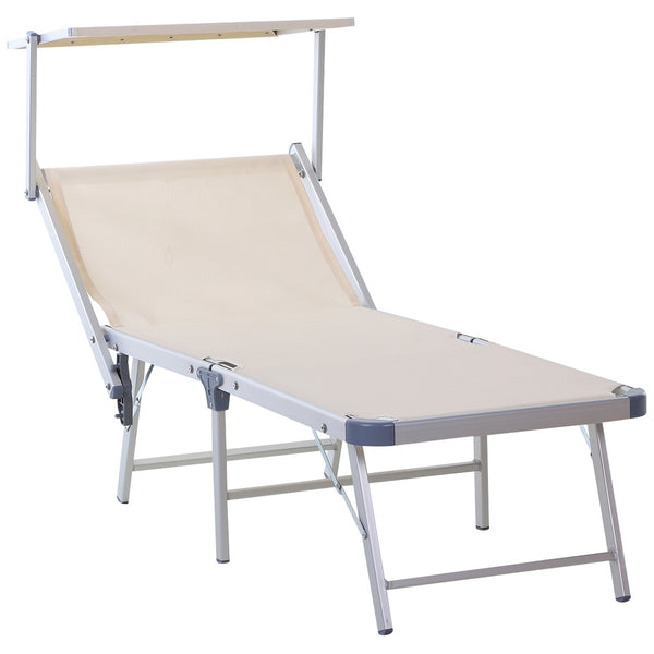 Lettino Prendisole Pieghevole da Giardino in Alluminio e Textilene Beige prezzo
