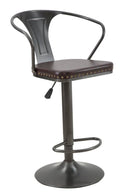 Sgabello Imbottito Detroit 51x48x86-108 cm in Ferro e Spugna e PU Marrone e Grigio