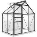 Serra da Esterno 192,5x131x200 cm con Porta a Battente e Finestra a Tetto in Policarbonato e Alluminio Grigio      