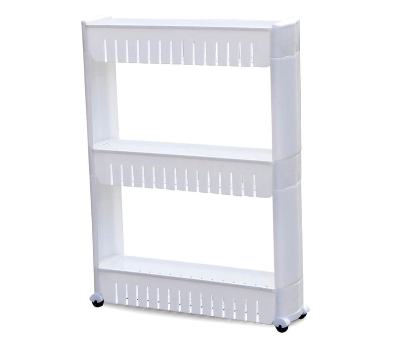 Carrellino da Cucina 72x55x13 cm 3 Ripiani con Ruote in Plastica Bianco