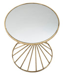 Tavolinetto Hypnos Ø42x50 cm in Ferro MDF e Vetro Oro
