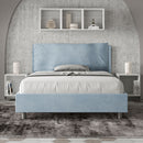 Letto Matrimoniale Francese Imbottito in Microfibra Antea Large Azzurro Varie Misure