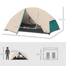Tenda da Campeggio 2 Posti Impermeabile 280x225x110 cm con 2 Vestiboli e 2 Porte Beige   