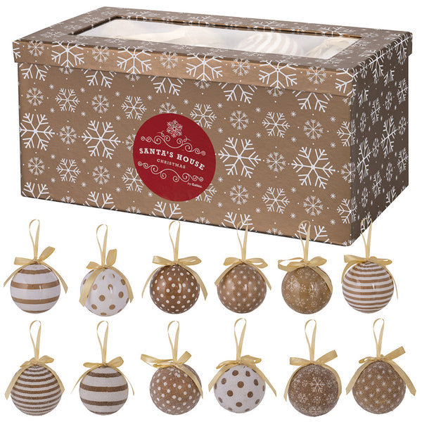 Set 14 Palle di Natale Ø7,5 cm in Polyfoam con Box Bianco e Oro online