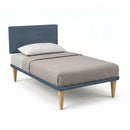 Letto 1 Piazza e Mezza con Rete Rivestita Microfibra Blu Tessis Testata Flat Varie Misure
