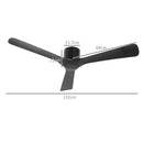 Ventilatore da Soffitto Reversibile a 3 Pale con 6 Velocità Ø132 cm Timer fino 8 Ore e Telecomando Nero