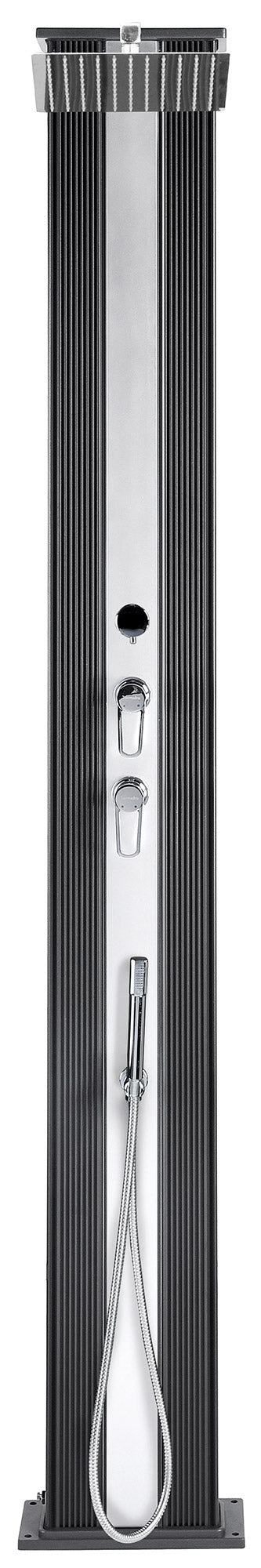 Doccia Solare Ibrida da Giardino 40L Miscelatore e Doccetta Lavapiedi Antracite/Alluminio